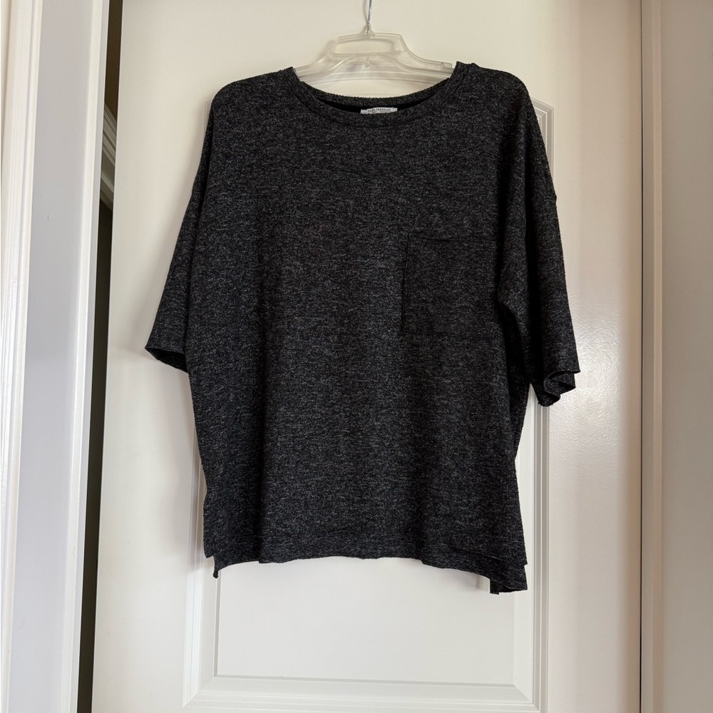Zara Charcoal Heathered Tunic Tee